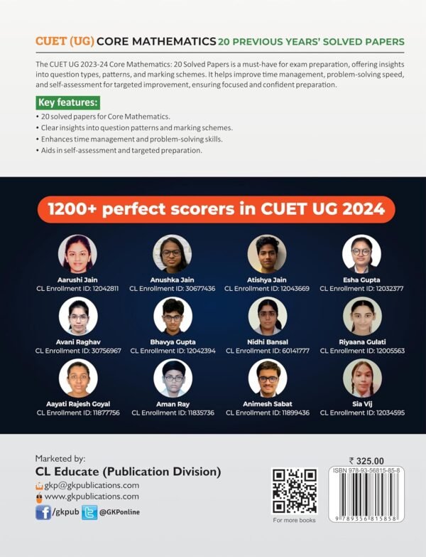 NTA CUET-UG 2025 : Core Mathematics - 20 Previous Years Solved Papers By Career Launcher
