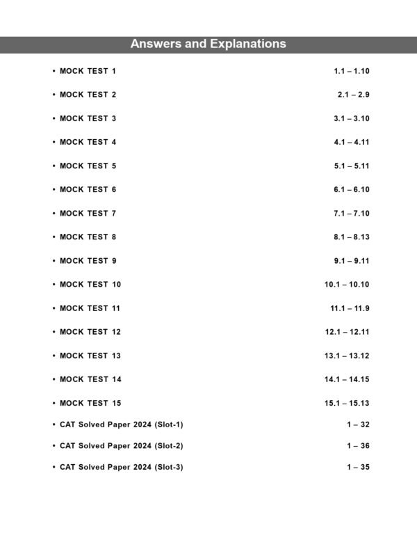 CAT 2025 : 15 Mock Tests - Booster Test Series (Questions, Answers & Explanations) | Includes Solved CAT 2024 Papers (3 Slots)
