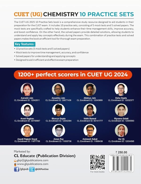 NTA CUET(UG) 2025 : Chemistry - 10 Practice Sets (5 Mock Test & 5 Solved Papers) By Career Launcher