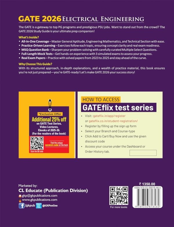 GATE 2026 : Electrical Engineering - Study Guide | 3000+ MCQs, NTQs, MSQ Question Bank | Includes GATE Solved Papers 2023-25