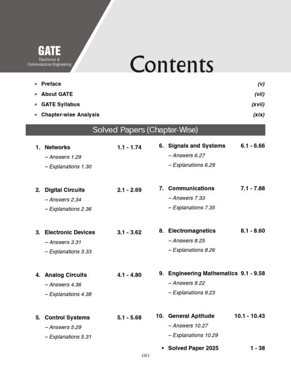 GATE 2026 : Electronics & Communication Engineering 26 Years Chapter-wise Previous Years Solved Papers (2000 to 2025) | Solved Papers with Answer & Explanation