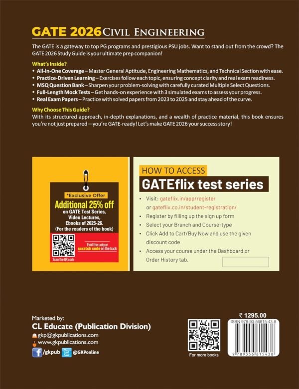 GATE 2026 : Civil Engineering - Study Guide | 3200+ MCQs & NTQs, MSQ Question Bank | Includes GATE Solved Papers 2023-2025 | GATE Prep Guide | With GateFlix Test Series