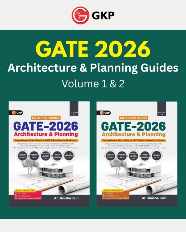 GATE 2026 : Architecture & Planning Study Guides - Volume 1 & 2 | Set of 2 Guides by Jinisha Jain for GATE, UPSC, PSU & M.Arch Entrance Exams
